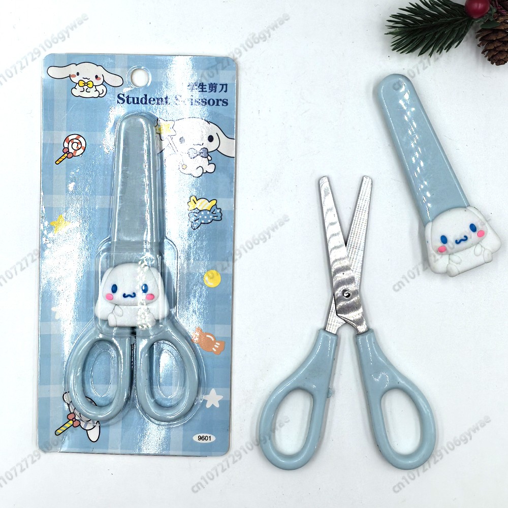 MINISO Cartoon Sanrio Kuromi Scissors – Cinnamoroll Melody Cute Kid Safety Shears for Stationery and Student Supplies
