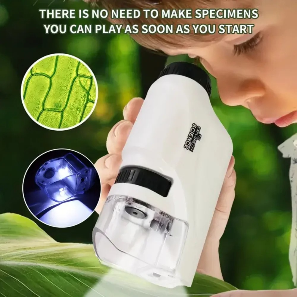 Microscope 60-120x Lab Handheld Microscope Battery Powered Microscope With LED Light Kids Science Microscope Pocket Microscope For Kids, Portable Handheld Mini Microscope Toy