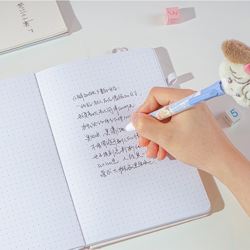 28pcs Miniso Mikko Plush Doll Neutral Pen Set – Cartoon Mikko Writing Pens, 0.5mm Black Gel Pens for Students, Stationery