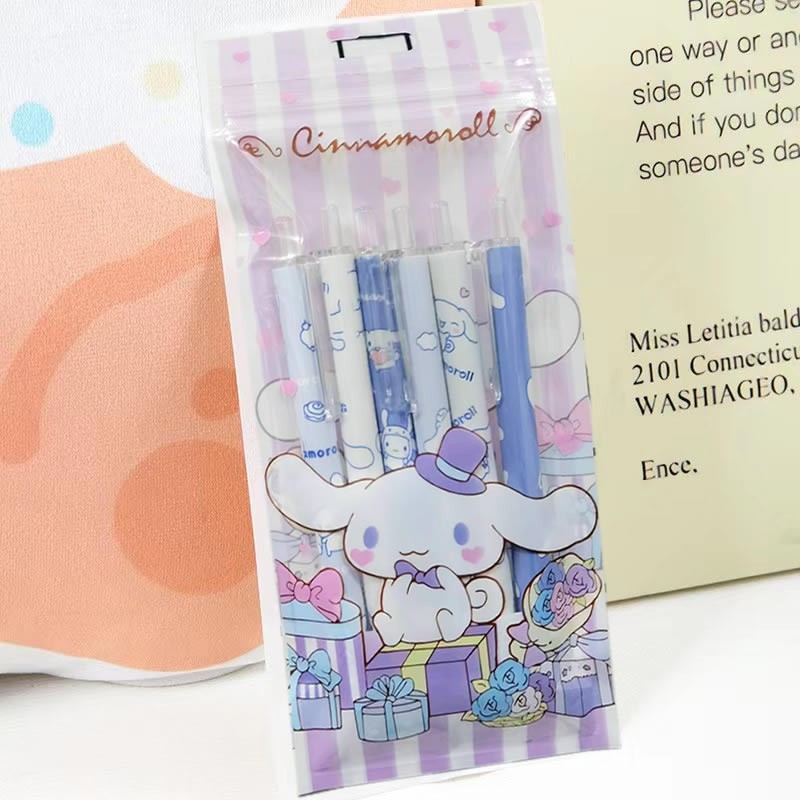 6Pcs/Set Kawaii Sanrio Hello Kitty 0.5mm Gel Pens – Cute Kuromi Press Gel Pen Cartoon Kids School Student Stationery Supplies Gift