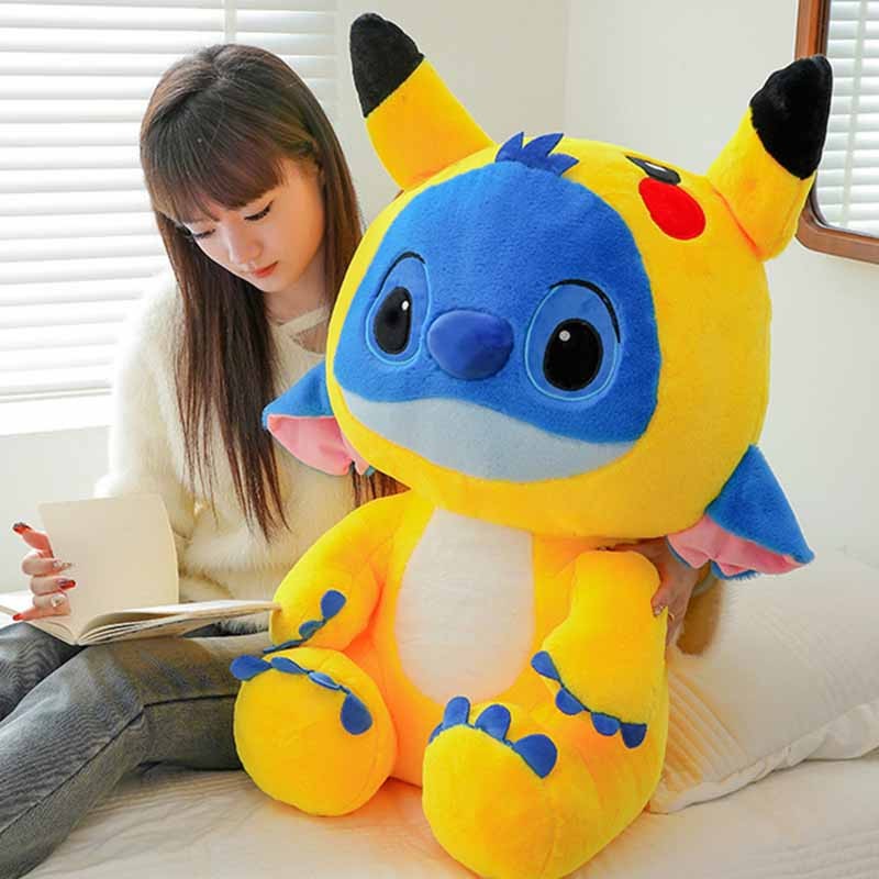 Giant Size Plush Stitch Pikachu Doll – Soft Stuffed Animal Pillow, Strawberry Bear Plush Toys, Perfect Gift for All Ages