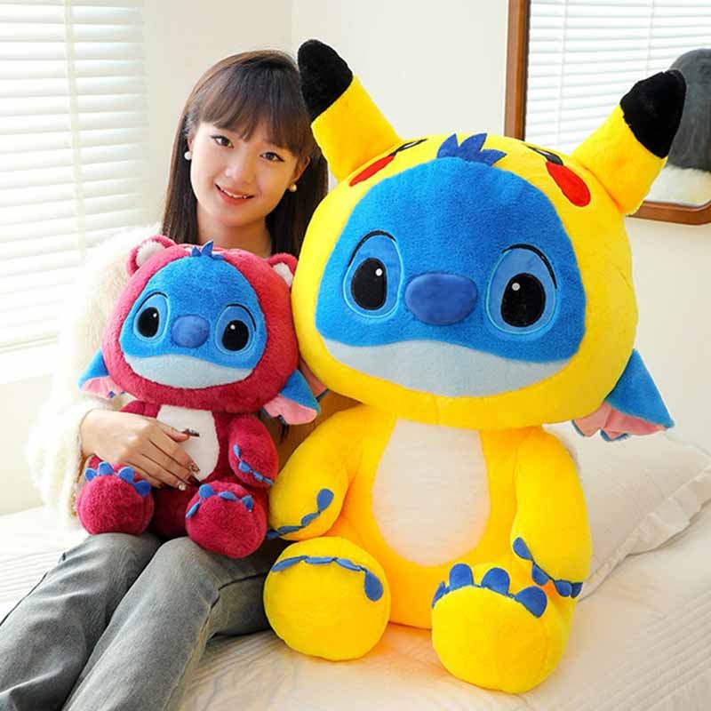 Giant Size Plush Stitch Pikachu Doll – Soft Stuffed Animal Pillow, Strawberry Bear Plush Toys, Perfect Gift for All Ages