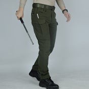 Men's Tactical Pants Water Resistant Flex Ripstop Cargo Lightweight Hiking-GREEN