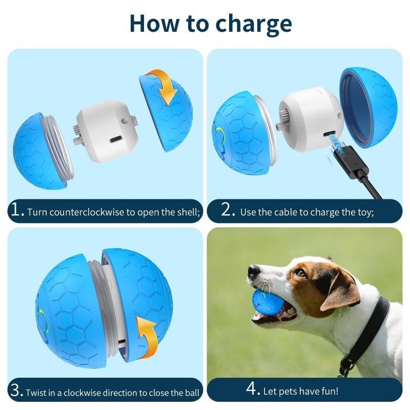 Smart Interactive Dog Ball Toy - Rechargeable Automatic Rolling Ball with Motion Activation and Remote Control