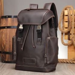 Leather Retro Backpack Outdoor Travel Runaway School Bag
