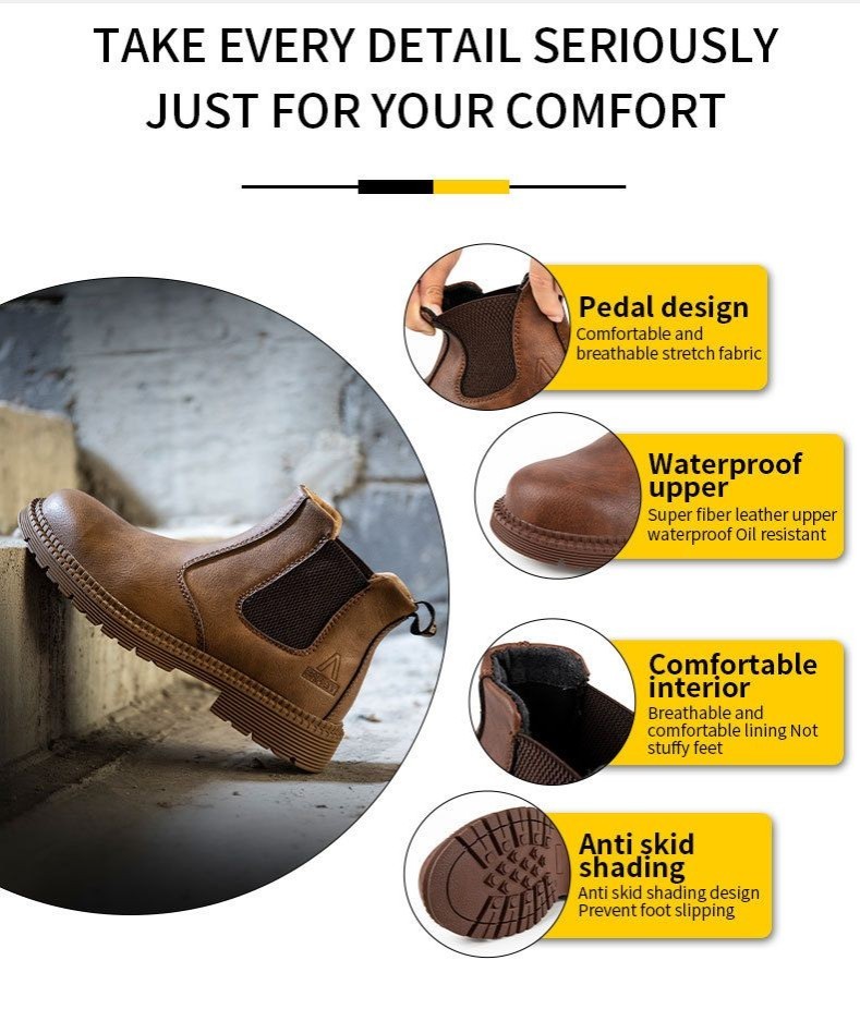 Size 5 -13 Steel Toe Work Shoes Slip On Safety Oiled Leather Boot Puncture Proof
