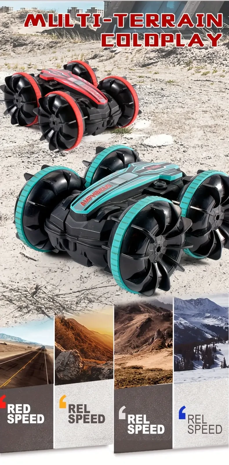 High-Speed 4WD Amphibious RC Car - 360° Drift, All-Terrain, Crash-Resistant, Rechargeable Battery - Perfect Gift for Youngsters on Christmas, Halloween, Thanksgiving