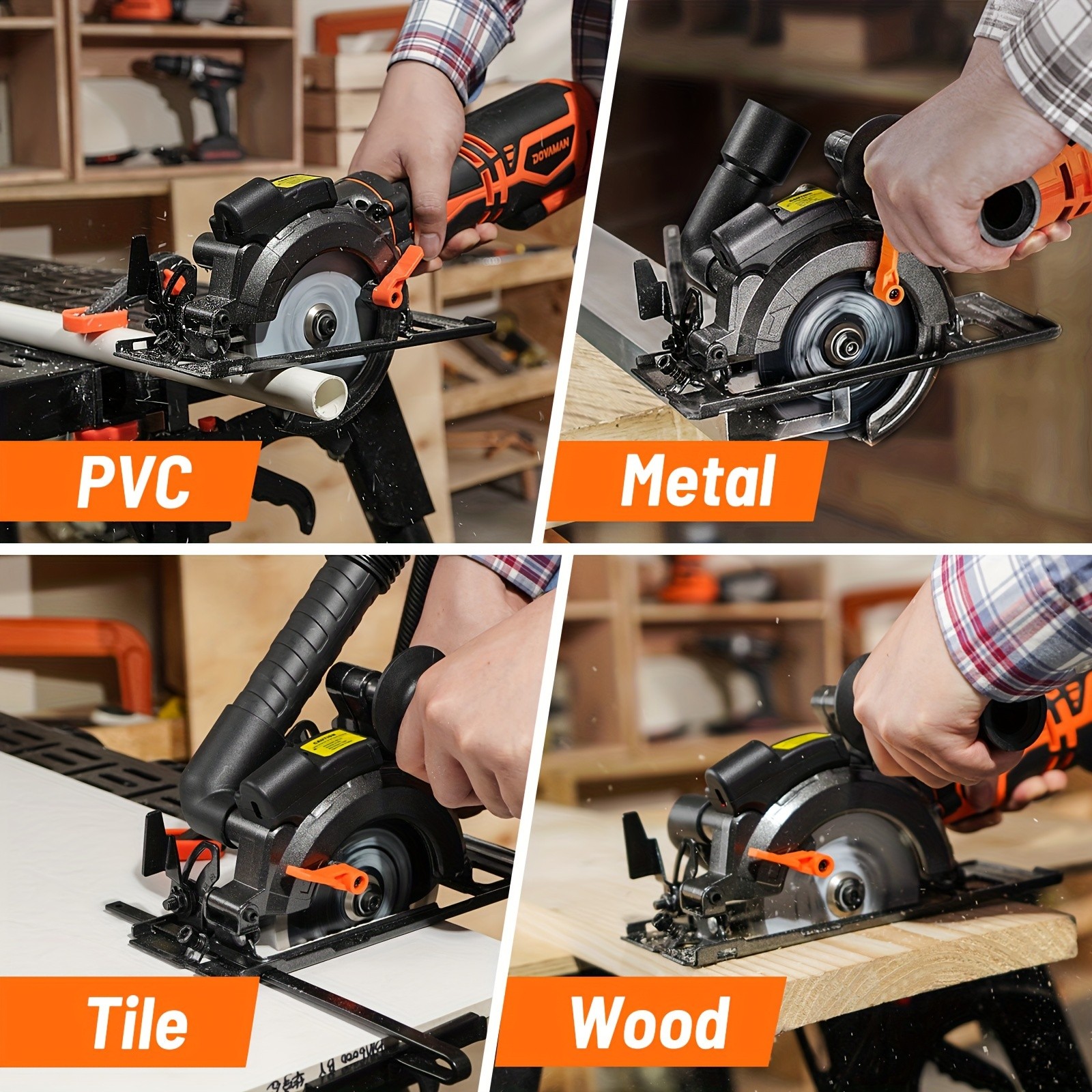 MCS01A Circular Saw, 5.8A 4-1/2" Circular Saw W/Laser, Metal Auxiliary Handle, 6 Saw Blades (4½", 4¾"), Cutting Depth 1-11/16" (90°), 1-3/8" (45°), Ideal For Wood, Soft Metal, Plastic, Tile