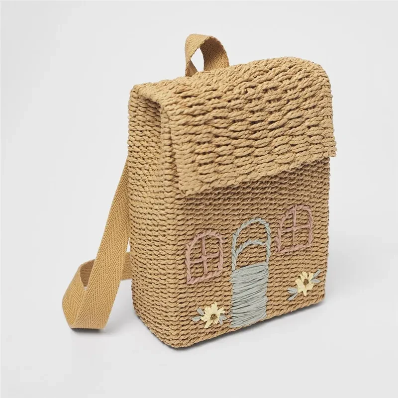Cute Little House Woven Backpack Mini