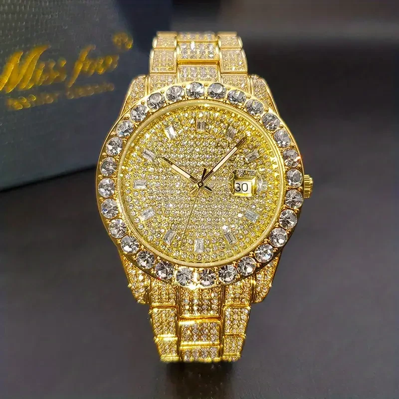 Men's Faux Diamond Quartz Watch
