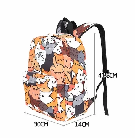 Cartoon Big Head Cat Print Backpack