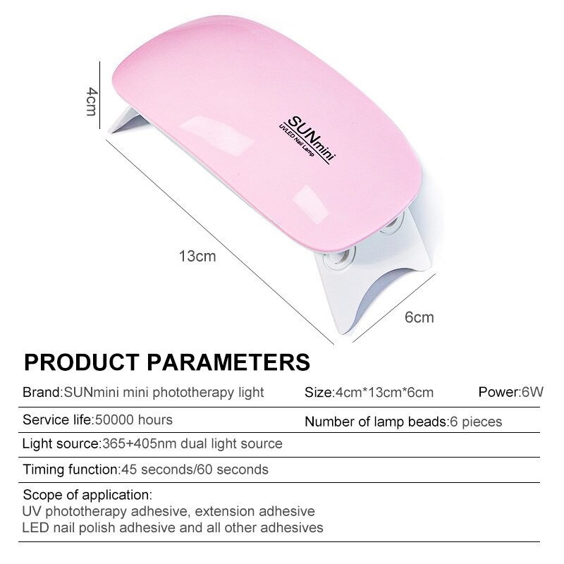 6W Mini Nail Dryer Machine – Portable 6 LED UV Manicure Lamp