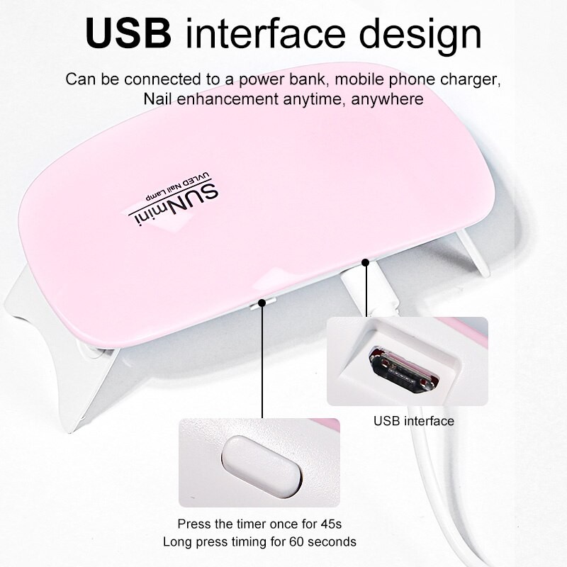 6W Mini Nail Dryer Machine – Portable 6 LED UV Manicure Lamp