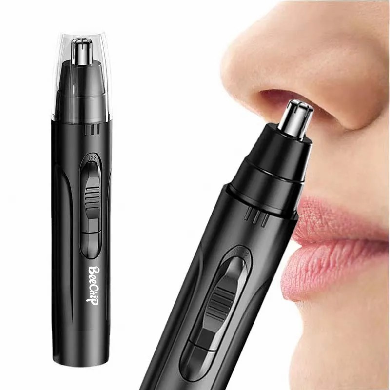 Black Electric Nose Hair Trimmer – Painless Ear and Nose Hair Trimmer for Men and Women