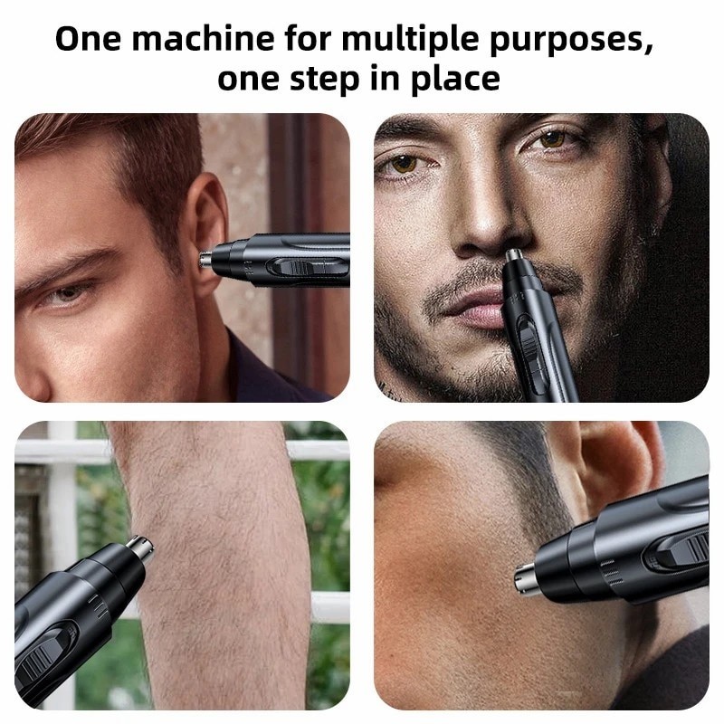 Black Electric Nose Hair Trimmer – Painless Ear and Nose Hair Trimmer for Men and Women