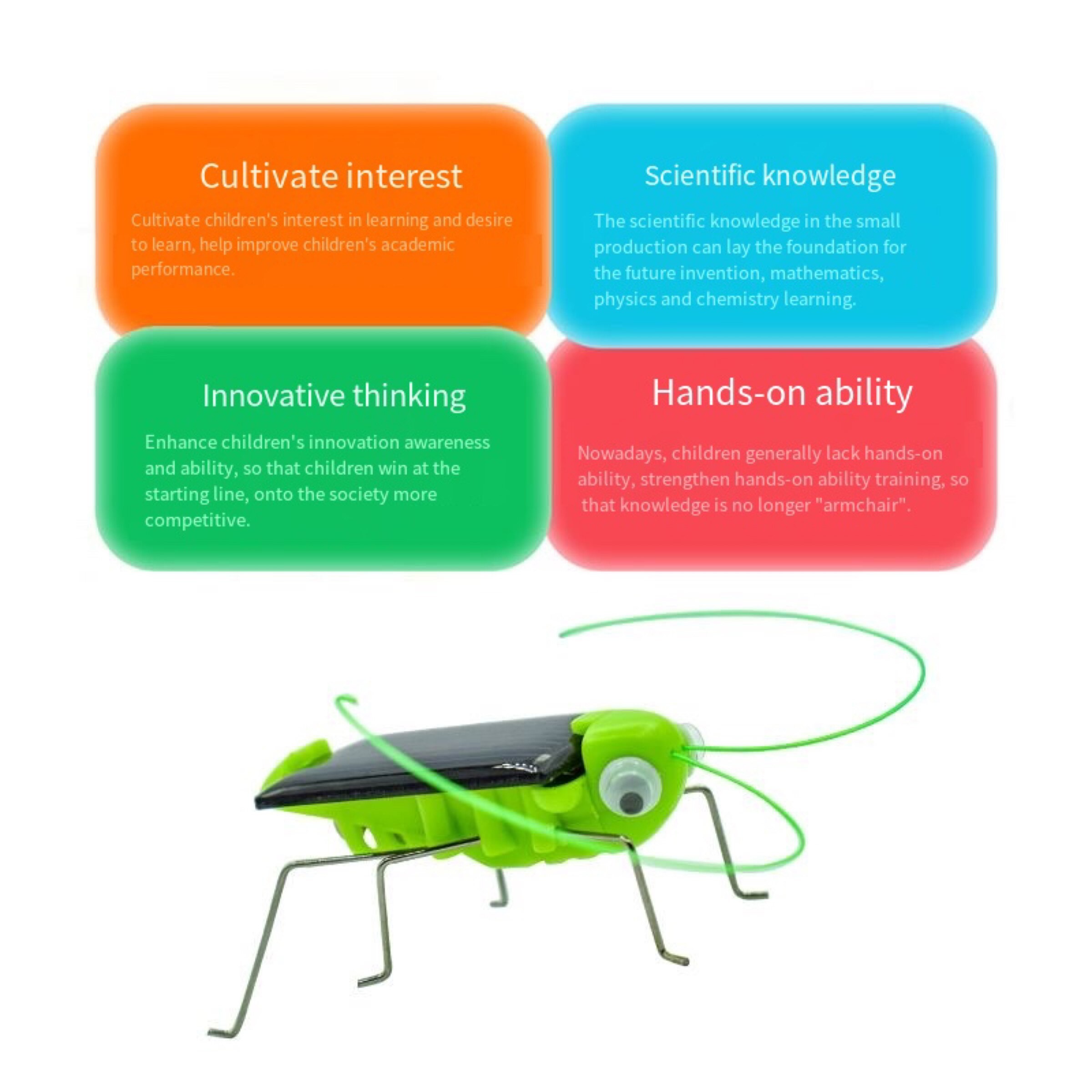 Solar Grasshopper Toy Puzzle – Eco-Friendly Solar-Powered Insect Toy for Kids