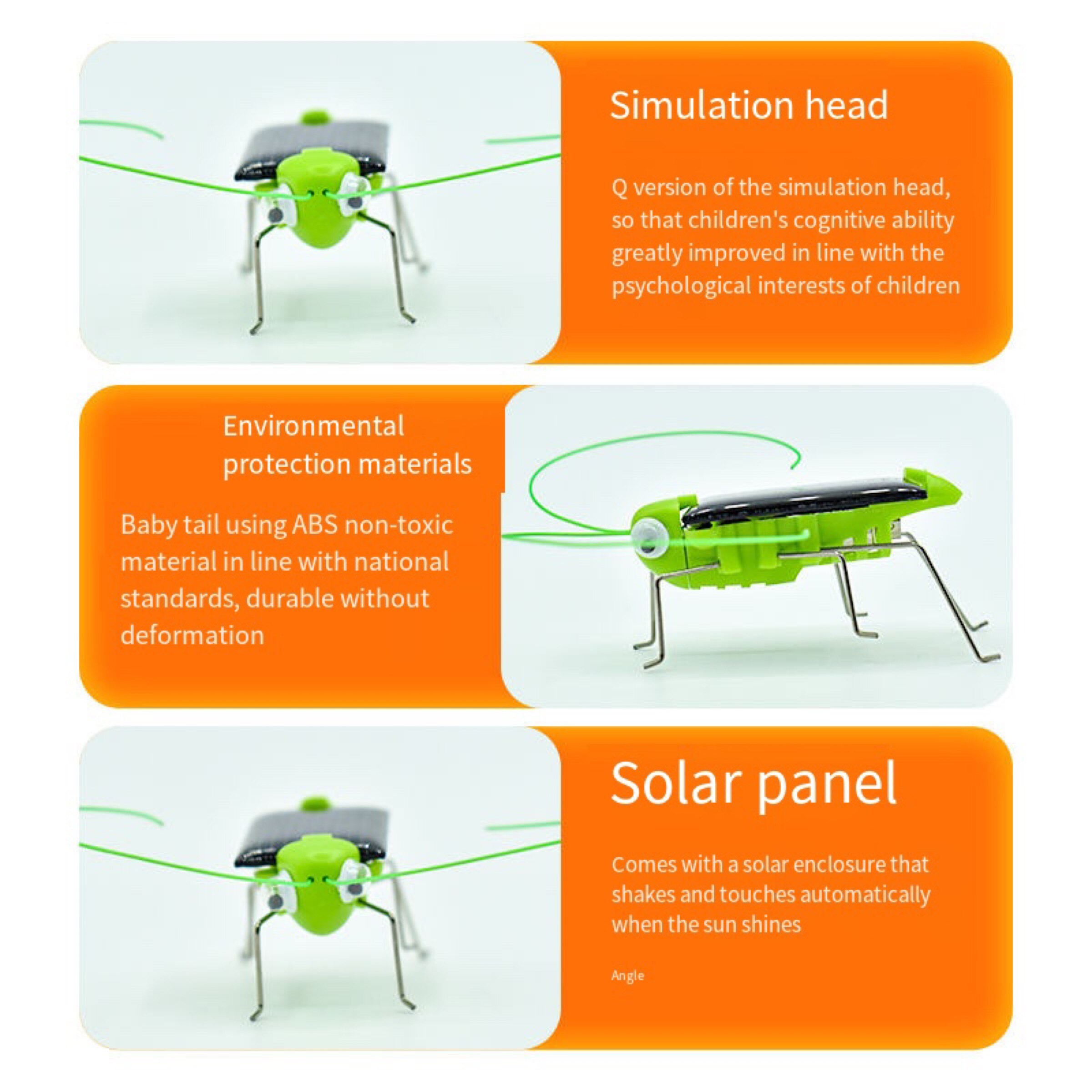 Solar Grasshopper Toy Puzzle – Eco-Friendly Solar-Powered Insect Toy for Kids