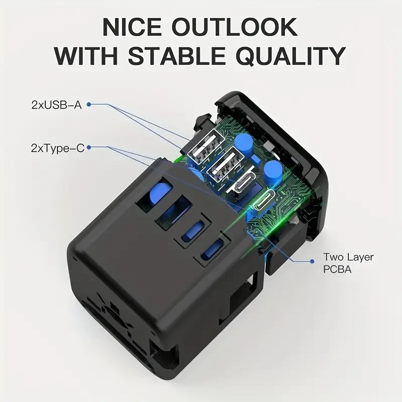 Universal International Power Travel Plug Adapter, 5 In 1