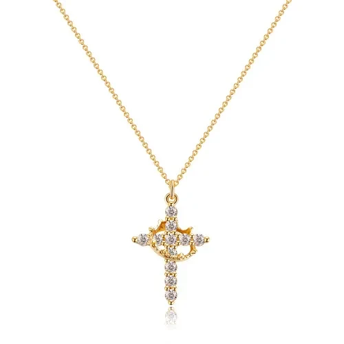 Cross Crown Rotatable Necklace All-match