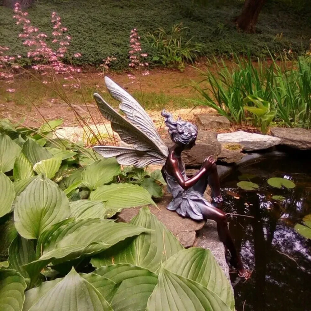 Flower Fairy Angel Wings Resin Decoration Garden Gardening Office Decoration