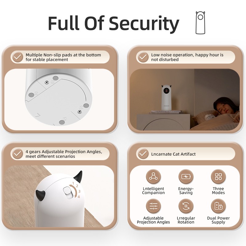 ROJECO Automatic Cat Toy – Smart Interactive LED Laser for Cats and Dogs