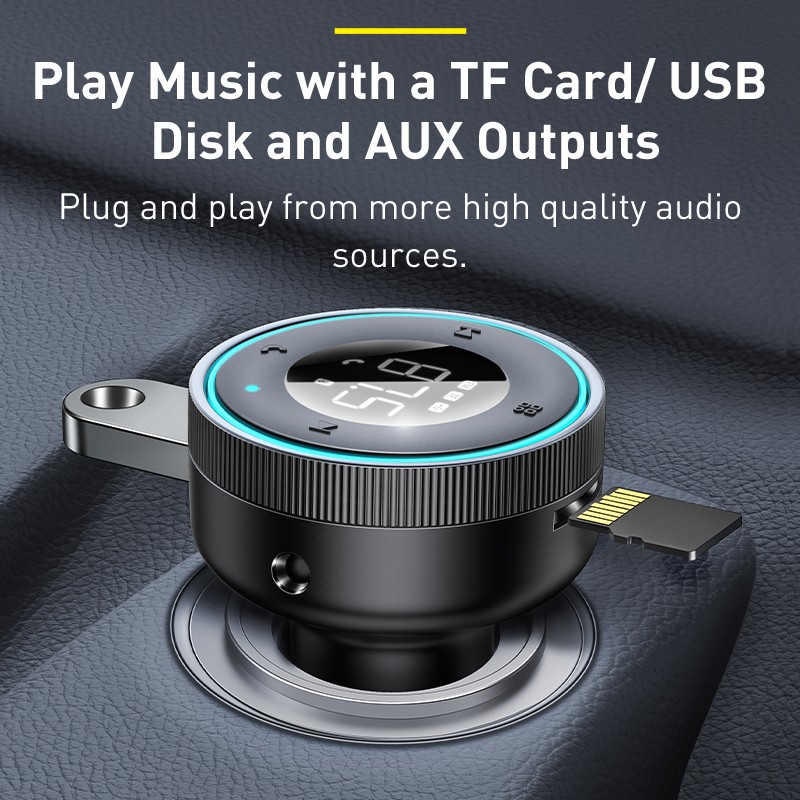 Baseus FM Transmitter Modulator – Bluetooth 5.0 Car Kit with USB Fast Charging