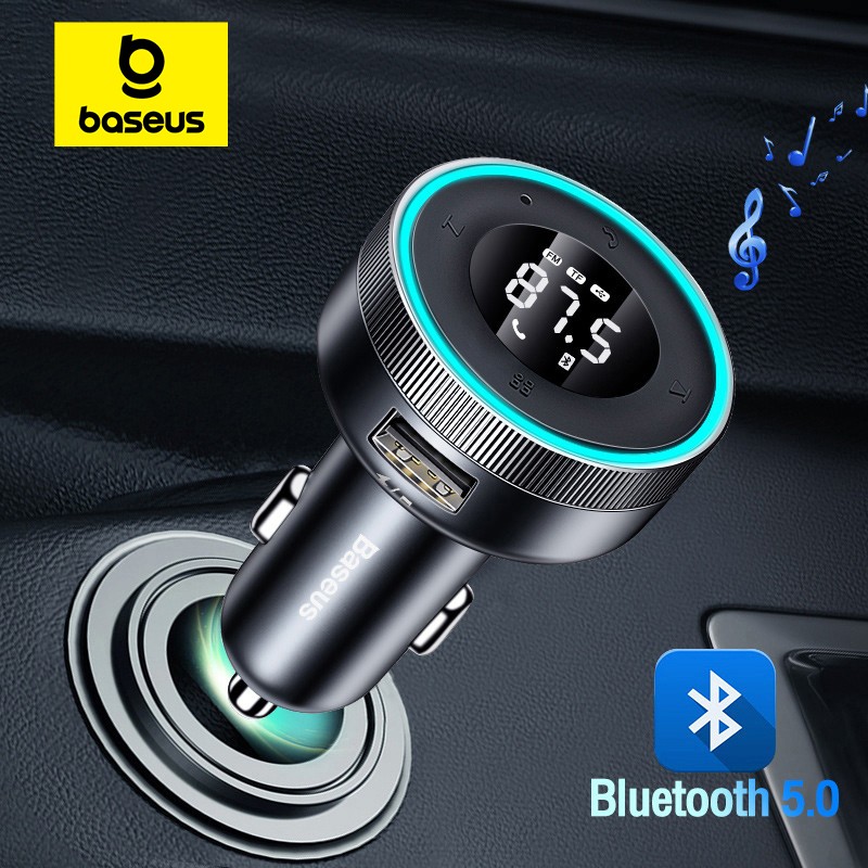 Baseus FM Transmitter Modulator – Bluetooth 5.0 Car Kit with USB Fast Charging
