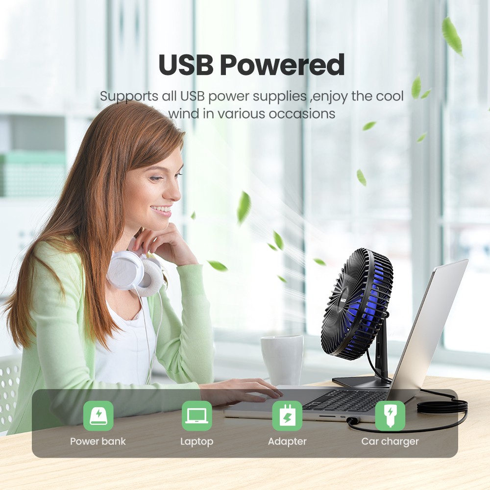 GAIATOP Desk Fan – Portable USB Fan with 4 Speeds and Ultra-Quiet Cooling