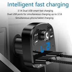 Car MP3 Player – Bluetooth 5.0 FM Transmitter with Dual USB Fast Charger and Hands-Free Calling