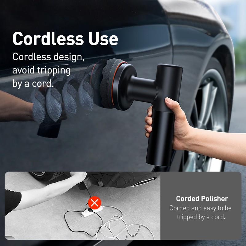 Baseus Car Polisher Machine – Wireless Cordless Waxing and Polishing Tool with Adjustable Speed