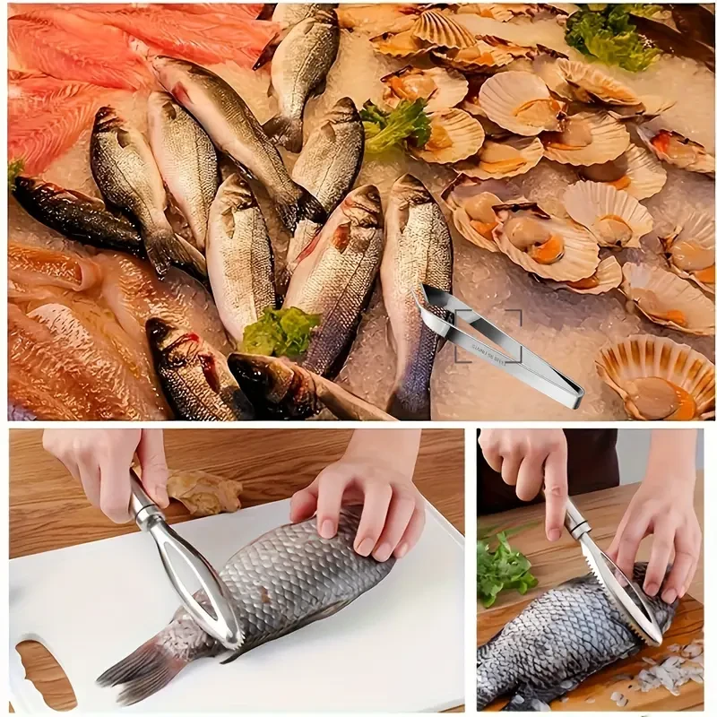 Stainless Steel Seafood Preparation Set – Fish Scale Scraper and Fish Bone Tweezers