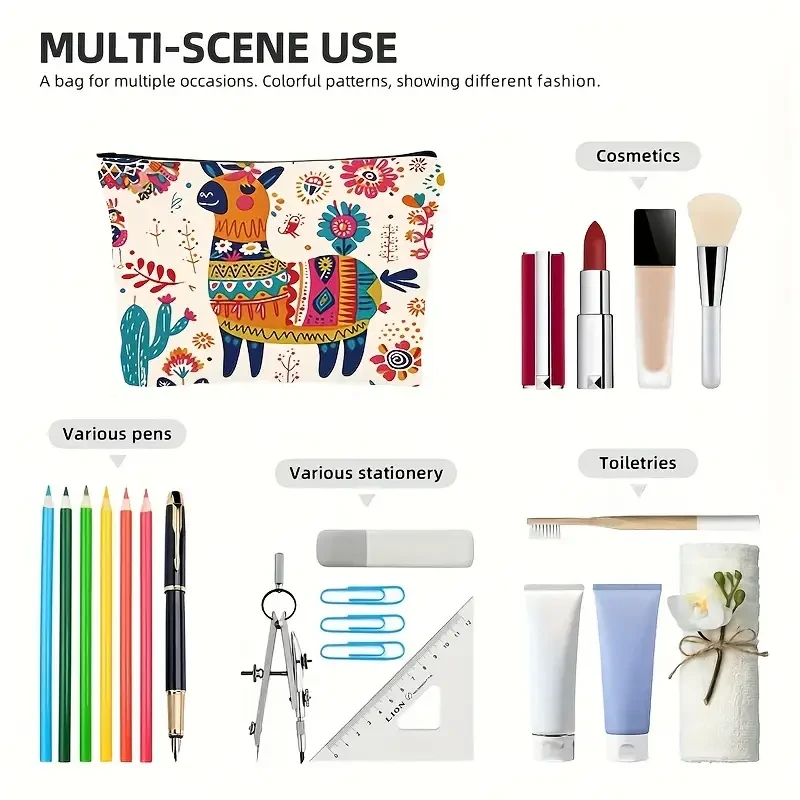 Chic Canvas Cosmetic Bag with Zipper – Lightweight & Foldable Travel Makeup Pouch