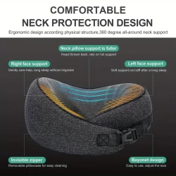 1 Pack Travel Pillow, Pure Memory Foam Full Neck And Chin Support, 360 Degree Adjustable, Comfortable And Breathable, Machine Washable