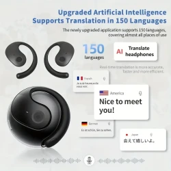 New Xiaoyejue AI Translation Wireless Hanging Headset - Multi-language Support, Intelligent Dual Microphone Mute, Touch Operation, Compatible with Mobile Phones, Very Suitable for Travel, Socializing, Studying, Sports - Adult Movies and Game Themes