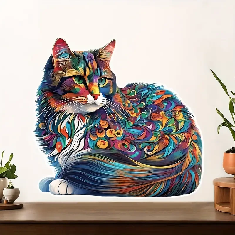 Colorful Cat Wooden Puzzle – Unique Shaped Jigsaw for Creative Minds