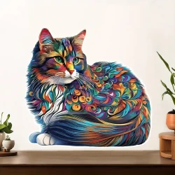 Colorful Cat Wooden Puzzle – Unique Shaped Jigsaw for Creative Minds