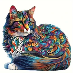Colorful Cat Wooden Puzzle – Unique Shaped Jigsaw for Creative Minds