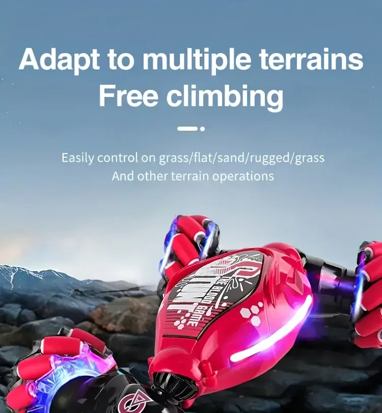 TurboDrift 4WD Gesture Controlled RC Car – Dual-Side Rotating Off-Road Vehicle with LED Lights & Music