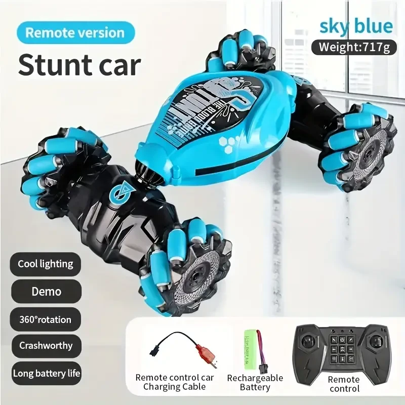 TurboDrift 4WD Gesture Controlled RC Car – Dual-Side Rotating Off-Road Vehicle with LED Lights & Music