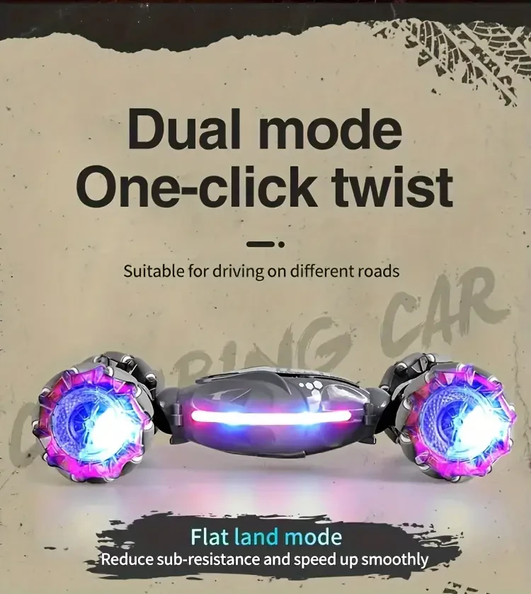 TurboDrift 4WD Gesture Controlled RC Car – Dual-Side Rotating Off-Road Vehicle with LED Lights & Music