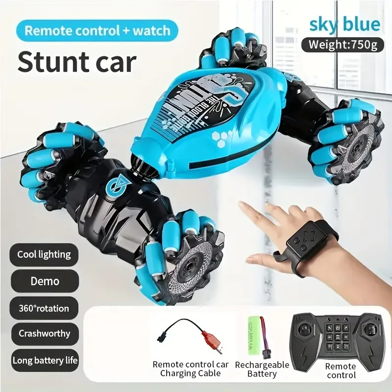 TurboDrift 4WD Gesture Controlled RC Car – Dual-Side Rotating Off-Road Vehicle with LED Lights & Music