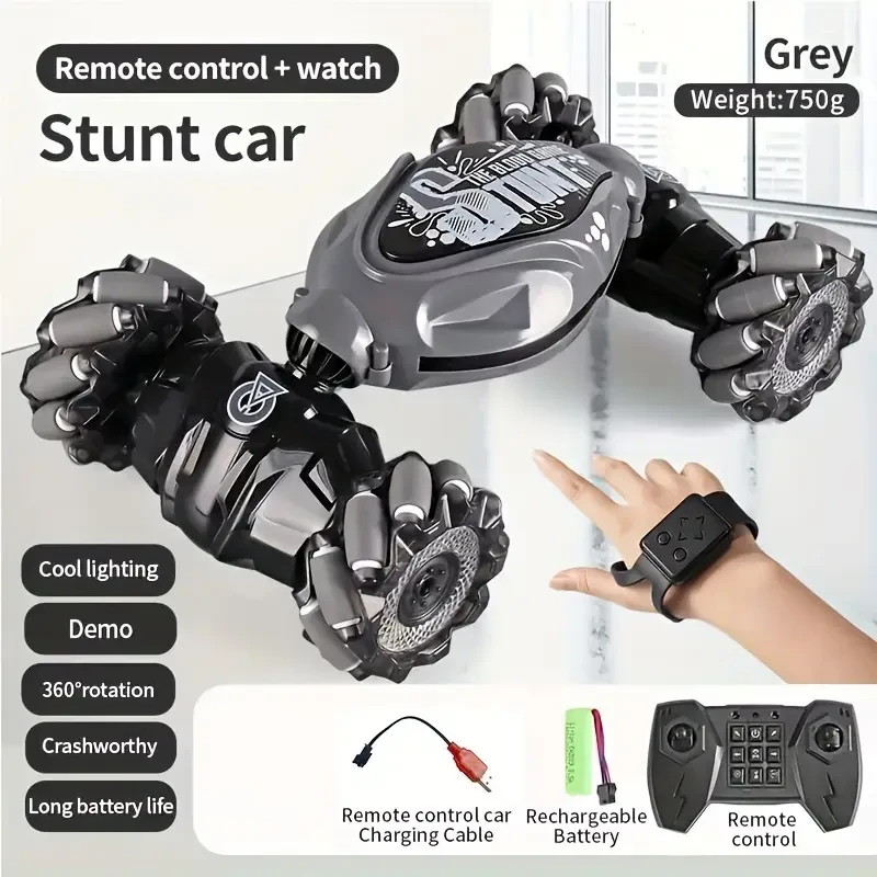 TurboDrift 4WD Gesture Controlled RC Car – Dual-Side Rotating Off-Road Vehicle with LED Lights & Music