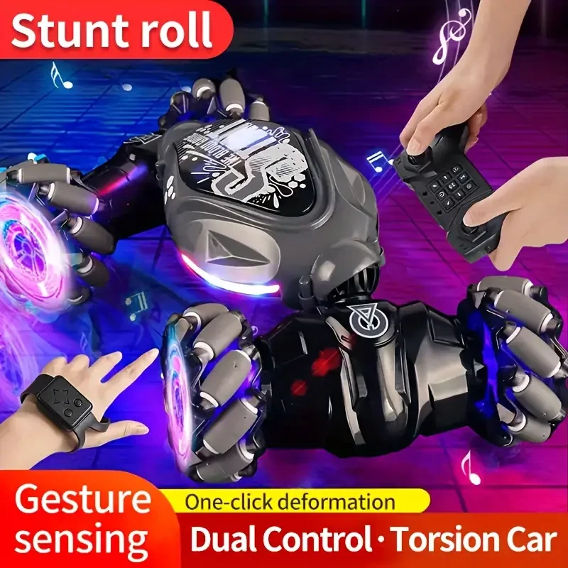 TurboDrift 4WD Gesture Controlled RC Car – Dual-Side Rotating Off-Road Vehicle with LED Lights & Music