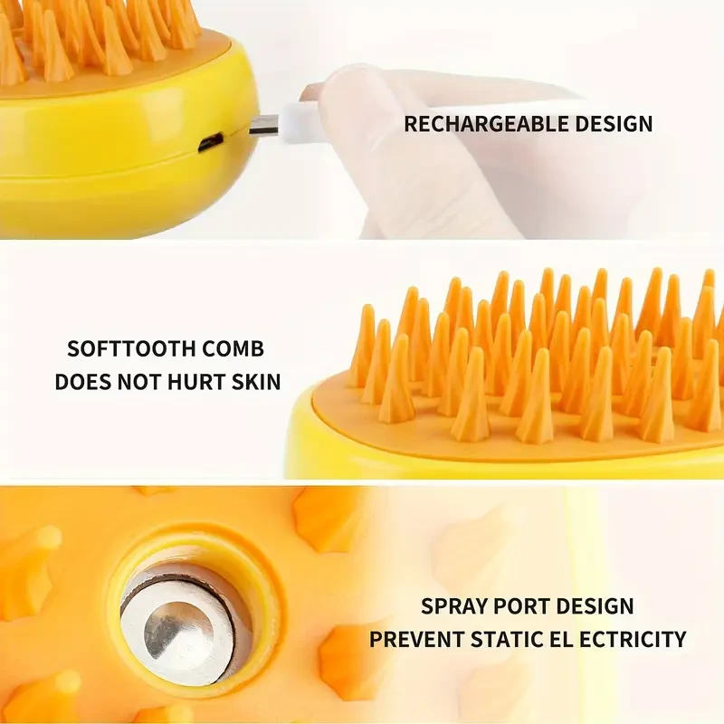 Self-Cleaning Steam Cat Brush – Pet Hair Removal Comb for Cats and Dogs