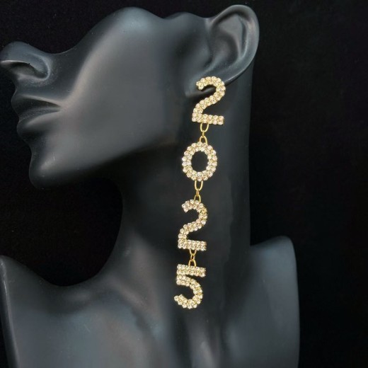 Digital Rhinestone Pendant Geometric Tassel Digital Pendant Earrings