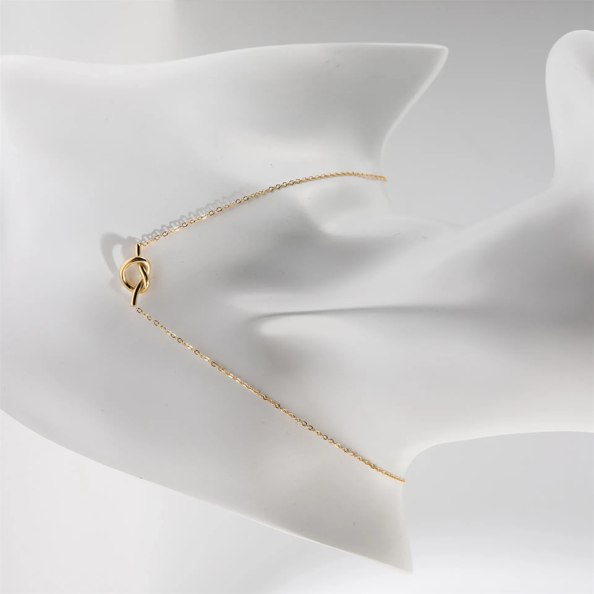 Stainless Steel Palm Leaf Square Pendant Necklace Trendy Sweater Chain