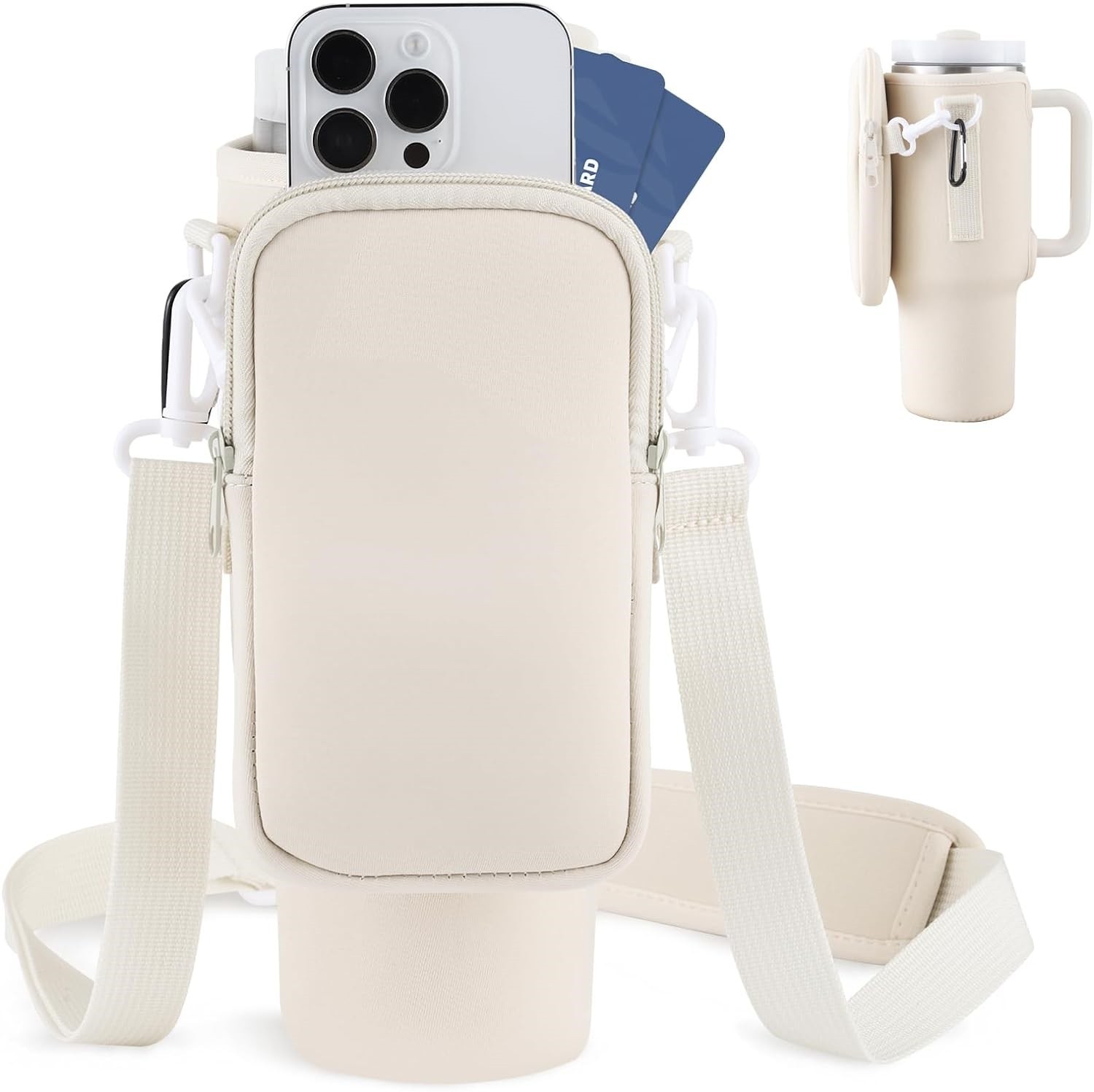 Water Bottle Holder Water Bottle Carrier With Adjustable Shoulder Strap Beach Bottle Bag Water Bottle Sling Dog Water Bottle Sleeve For Sports Gym Hiking Camping Walking