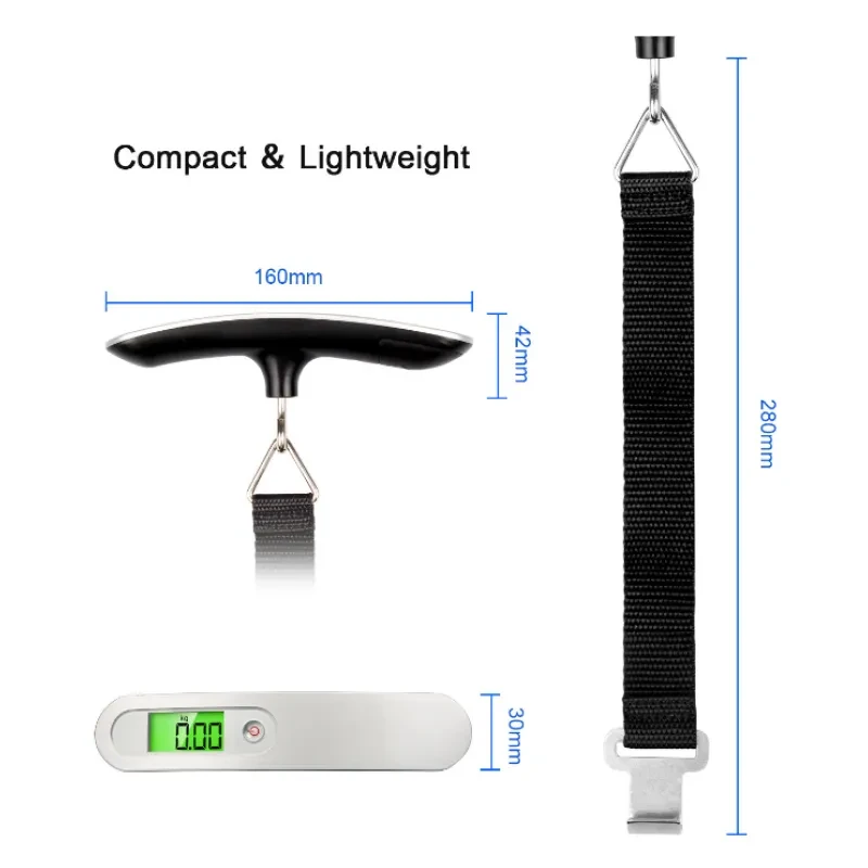 Portable 50kg/10g Hanging Electronic Digital Travel Suitcase Luggage Scales