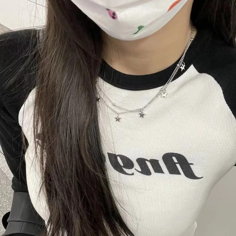 Y2K Double Layer Star Pendant Necklace – Vintage-Inspired Fashion Neck Decoration