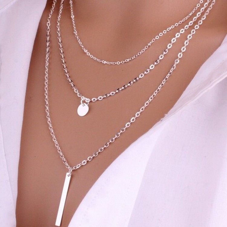 European and American Fashion Jewelry: Multi-layer Round Copper Bead Chain Sequin Metal Strip Necklace – Elegant and Versatile